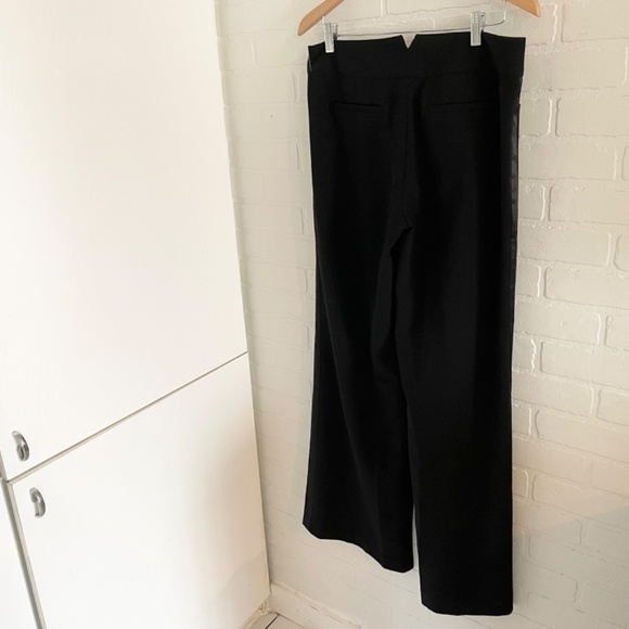 Club Monaco Women’s Dress Pants Black Wide leg Pockets Fluid Dide Stripes Sz 10 - Picture 7 of 12